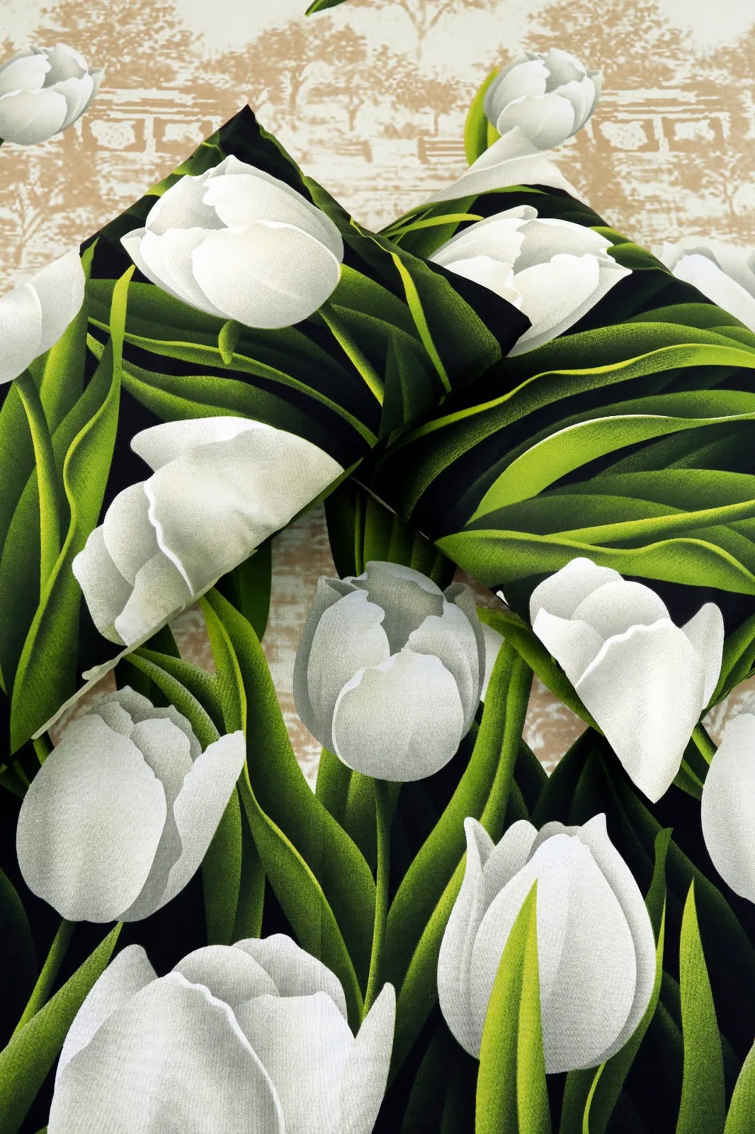 3 PCs Double Bed Sheet -13150-Tulip Green