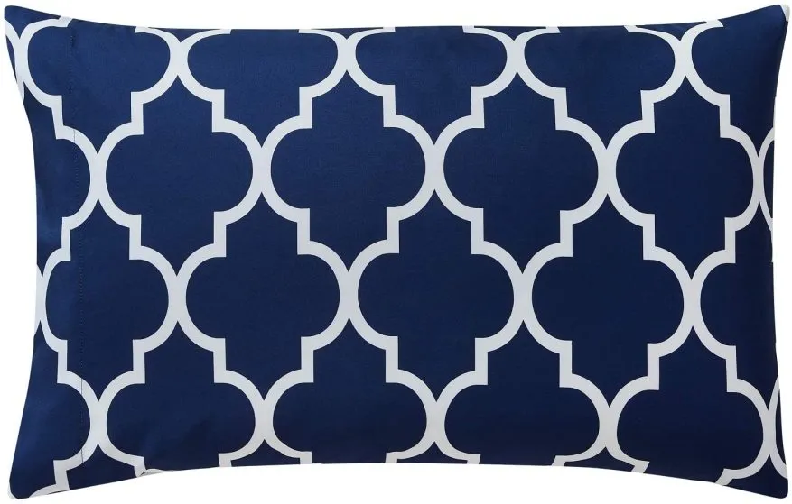 3 PCs Double Bed Sheet -Blue Geometric