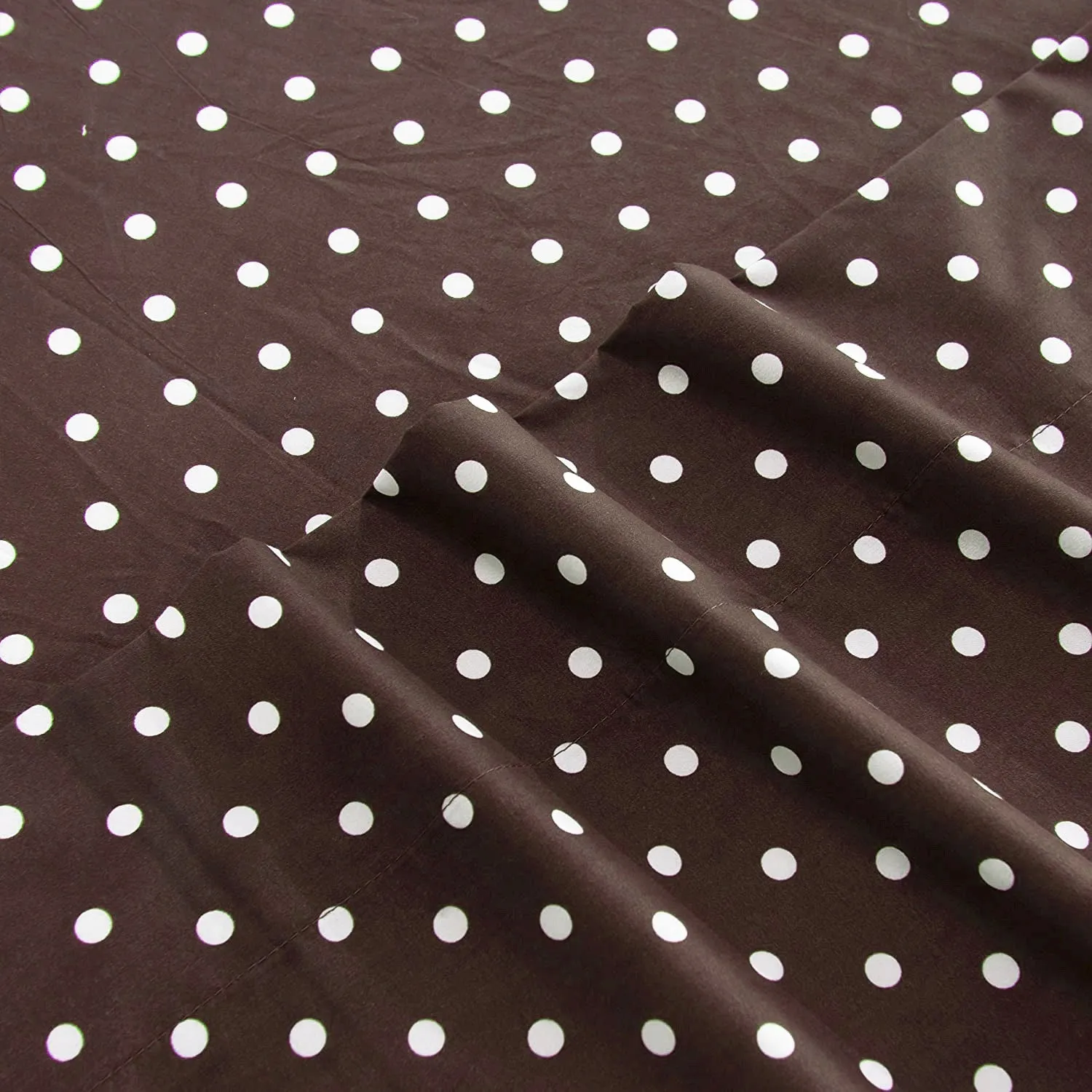 3 PCs Double Bed Sheet -Brown Polka