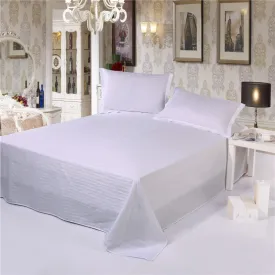 3 PCs Satin Stripe Bed Sheet(3914)-White