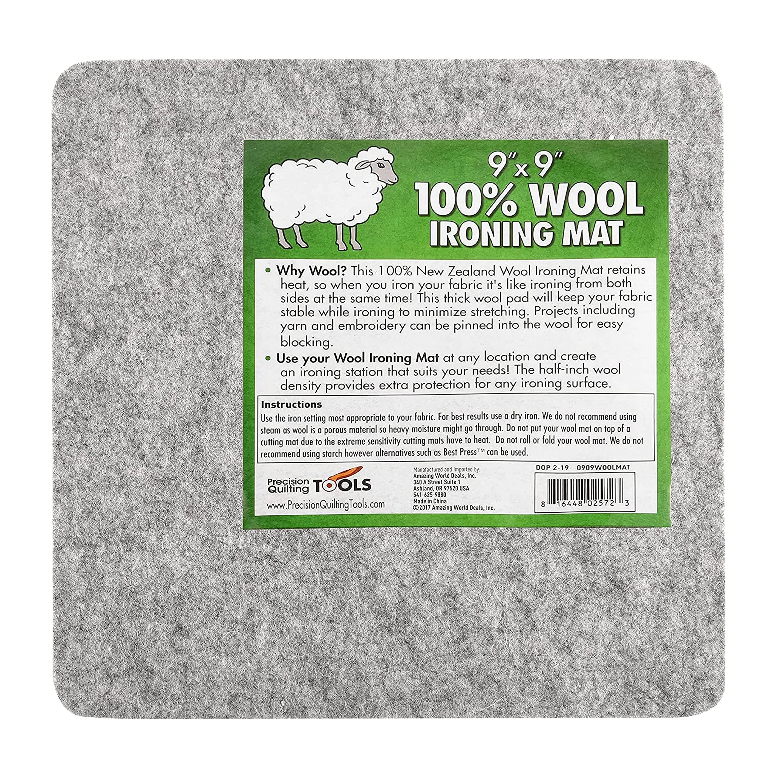 9" x 9" Wool Ironing Mat - Wool Pressing Mat for Quilting - 100% New Zealand Wool Pressing