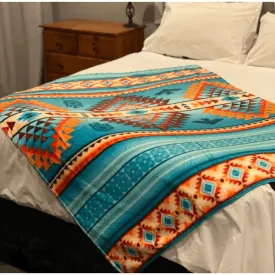 A8314 - Aztec Black on Creme Fleece Throw & Blanket