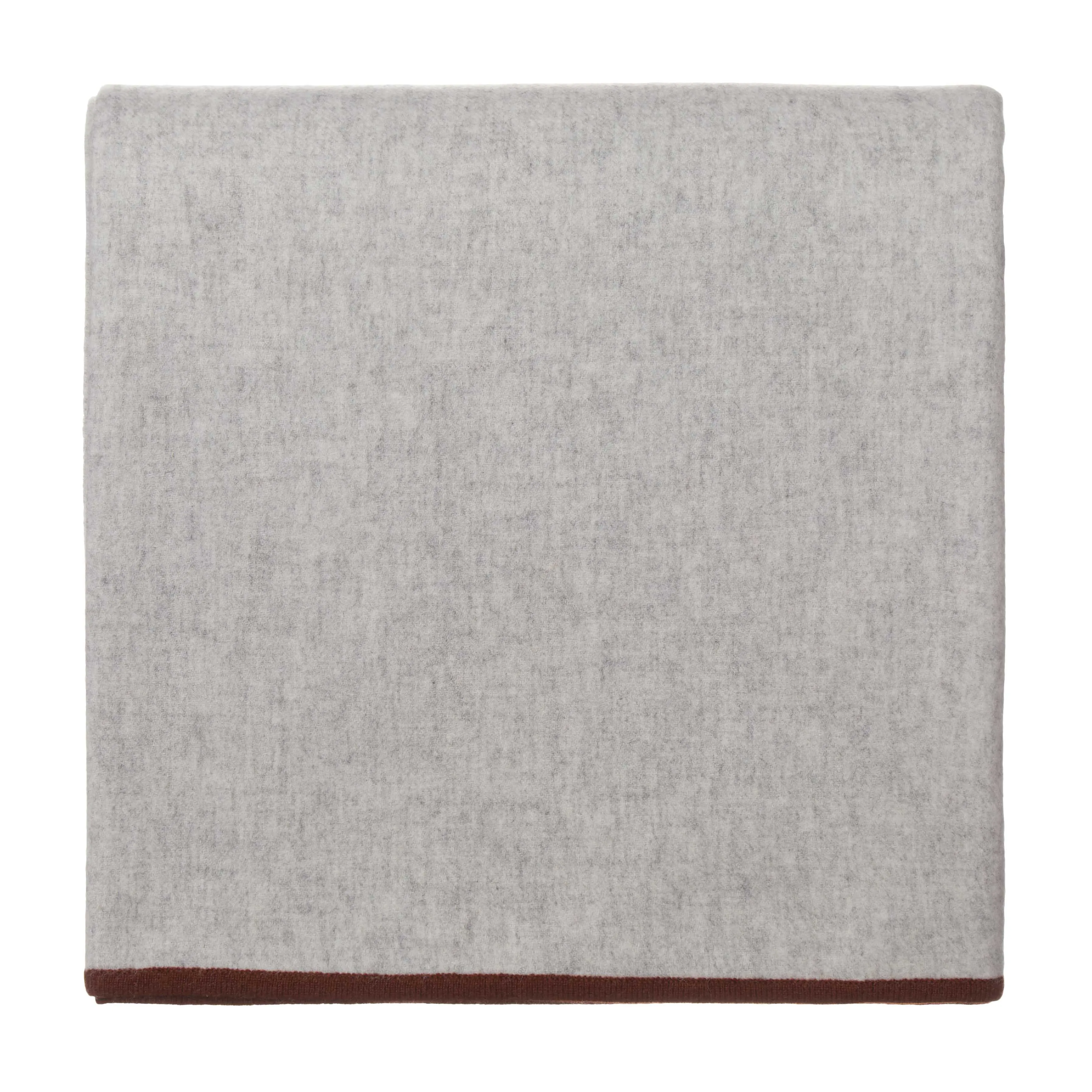 Alxa Cashmere Merino Blanket [Light grey melange & Maroon]