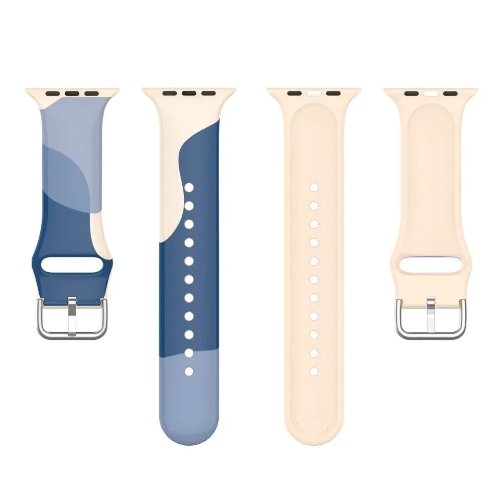 Apple Watch (45mm) IML colorful pattern silicone watch strap - Blue / Light Blue