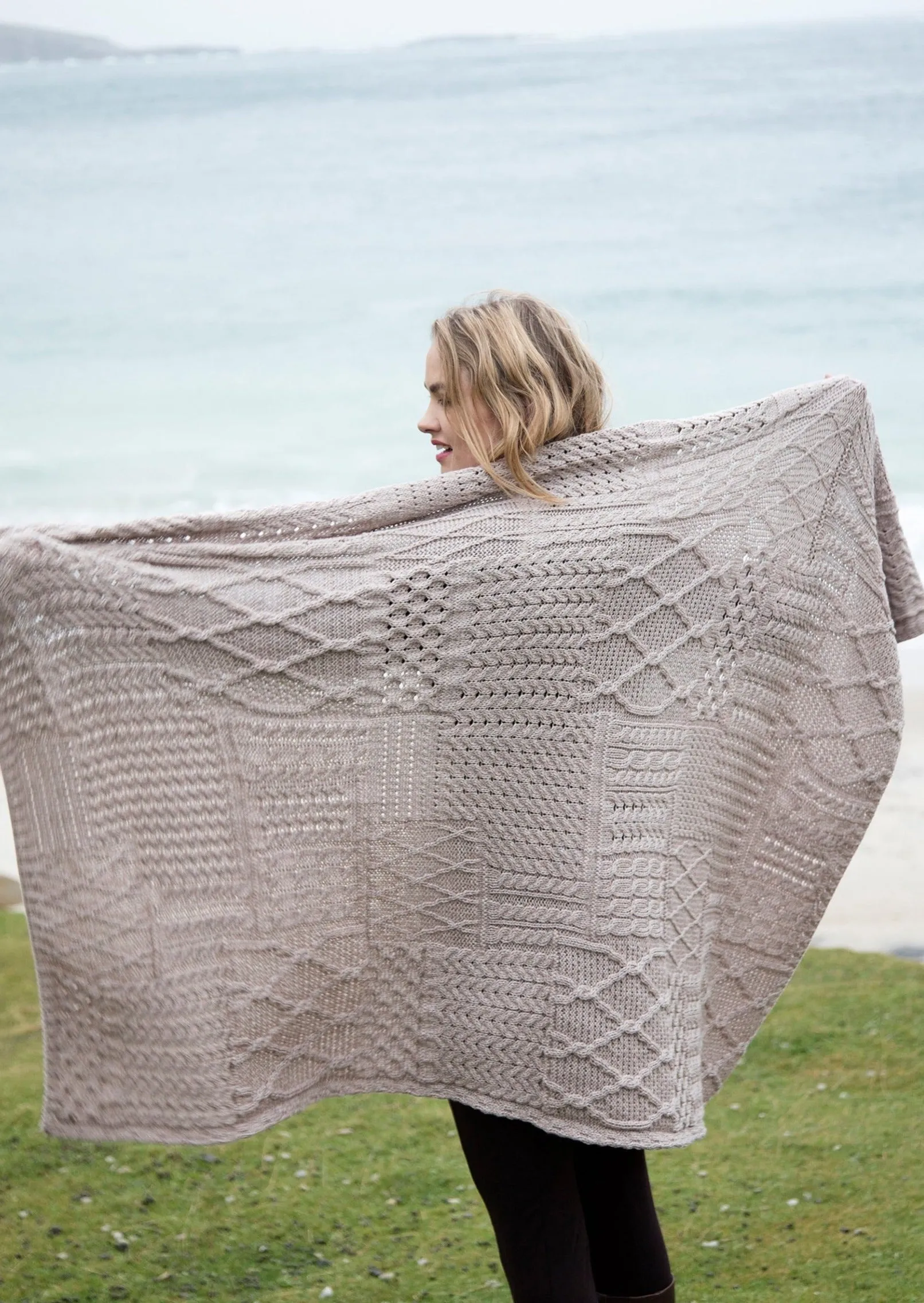 Aran Patchwork Blanket | Oatmeal