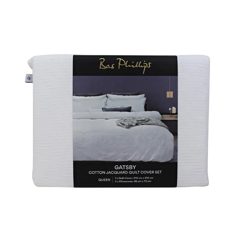 Bas Phillips Gatsby Cotton Jacquard White Quilt Cover Set