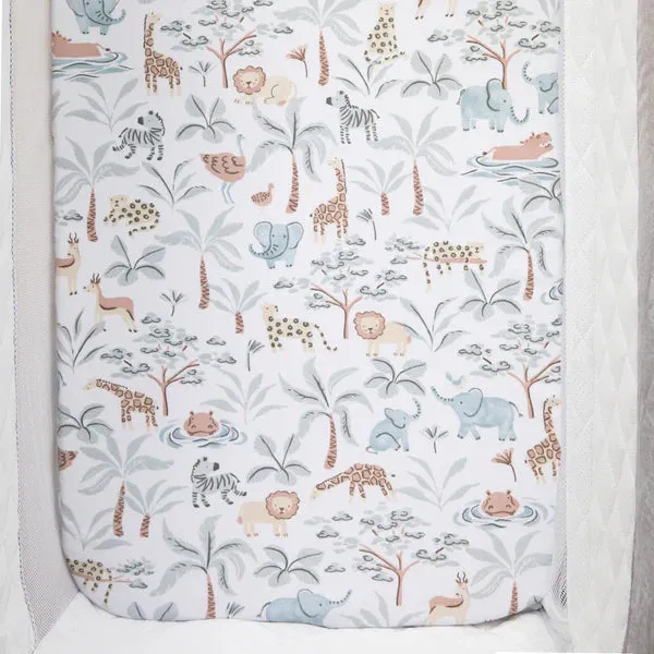 Bedside Bassinet/ Co Sleeper Fitted Sheets 2 Pack - Wild Safari