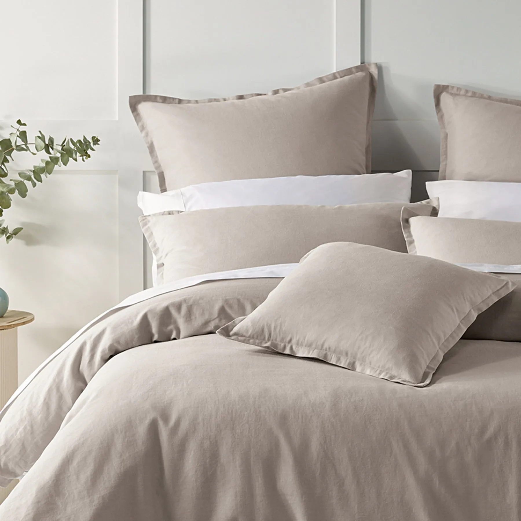 Bianca Bedding WELLINGTON QUILT COVER SET SOFT OATMEAL