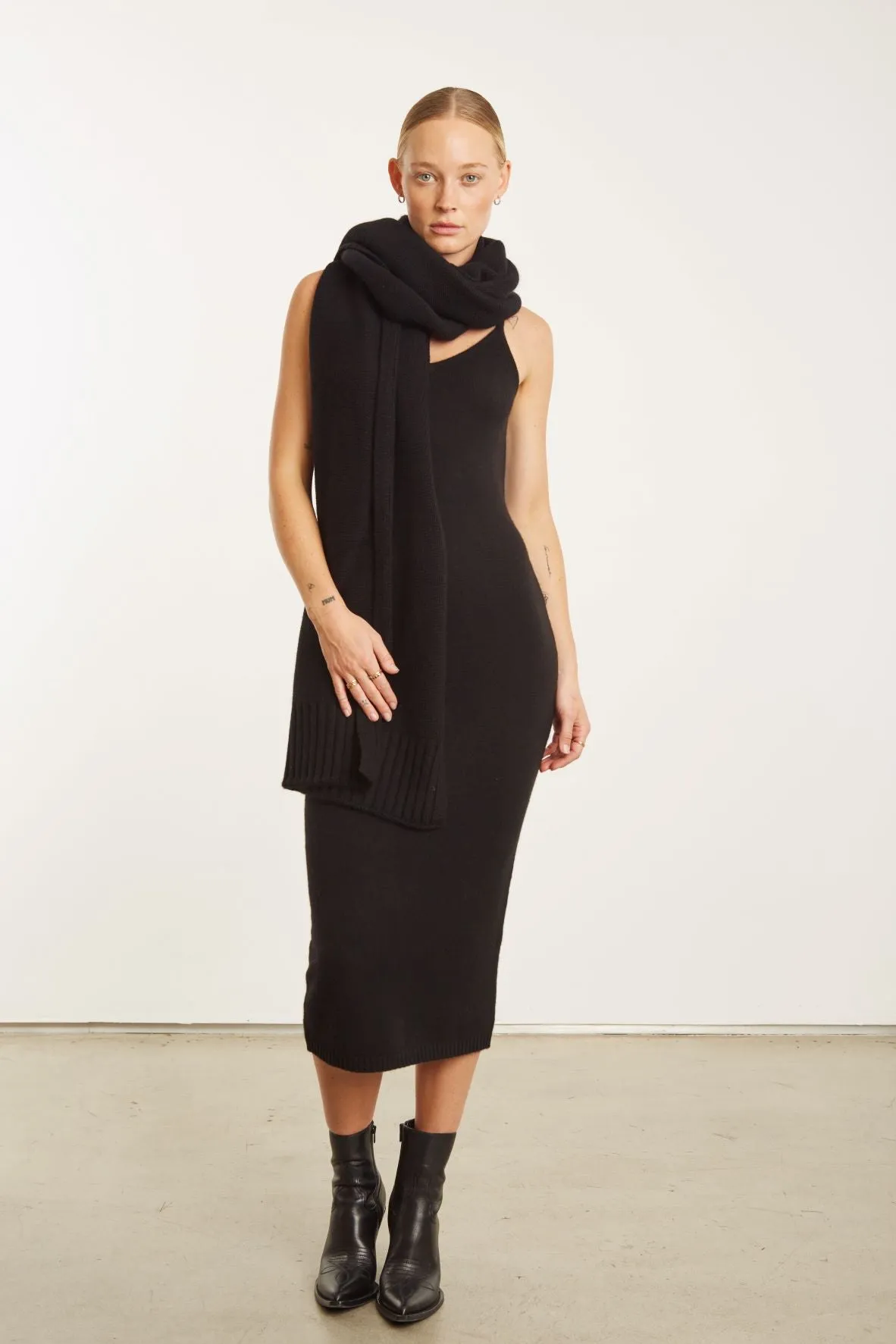 Black Cashmere Wrap Scarf