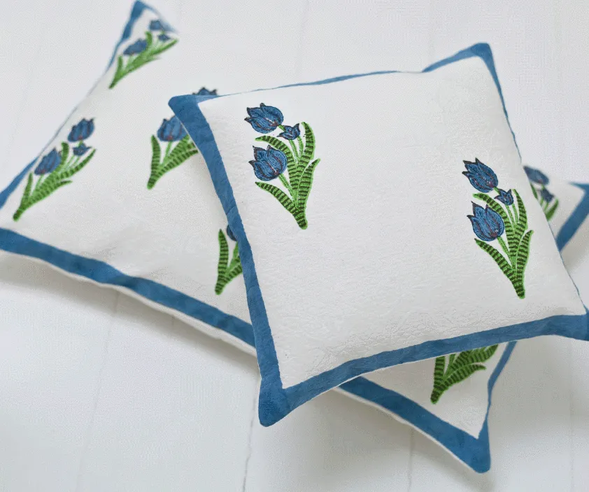 Block-Printed Cotton Jacquard Cushions