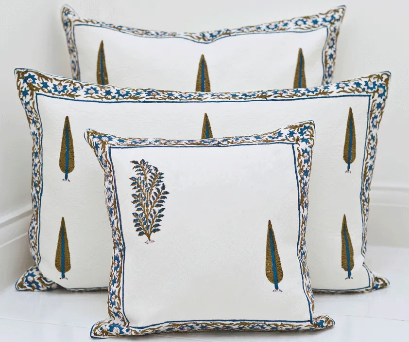 Block-Printed Cotton Jacquard Cushions