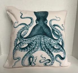 Blue Octopus Pillow Cover, Ocean Themed Decor