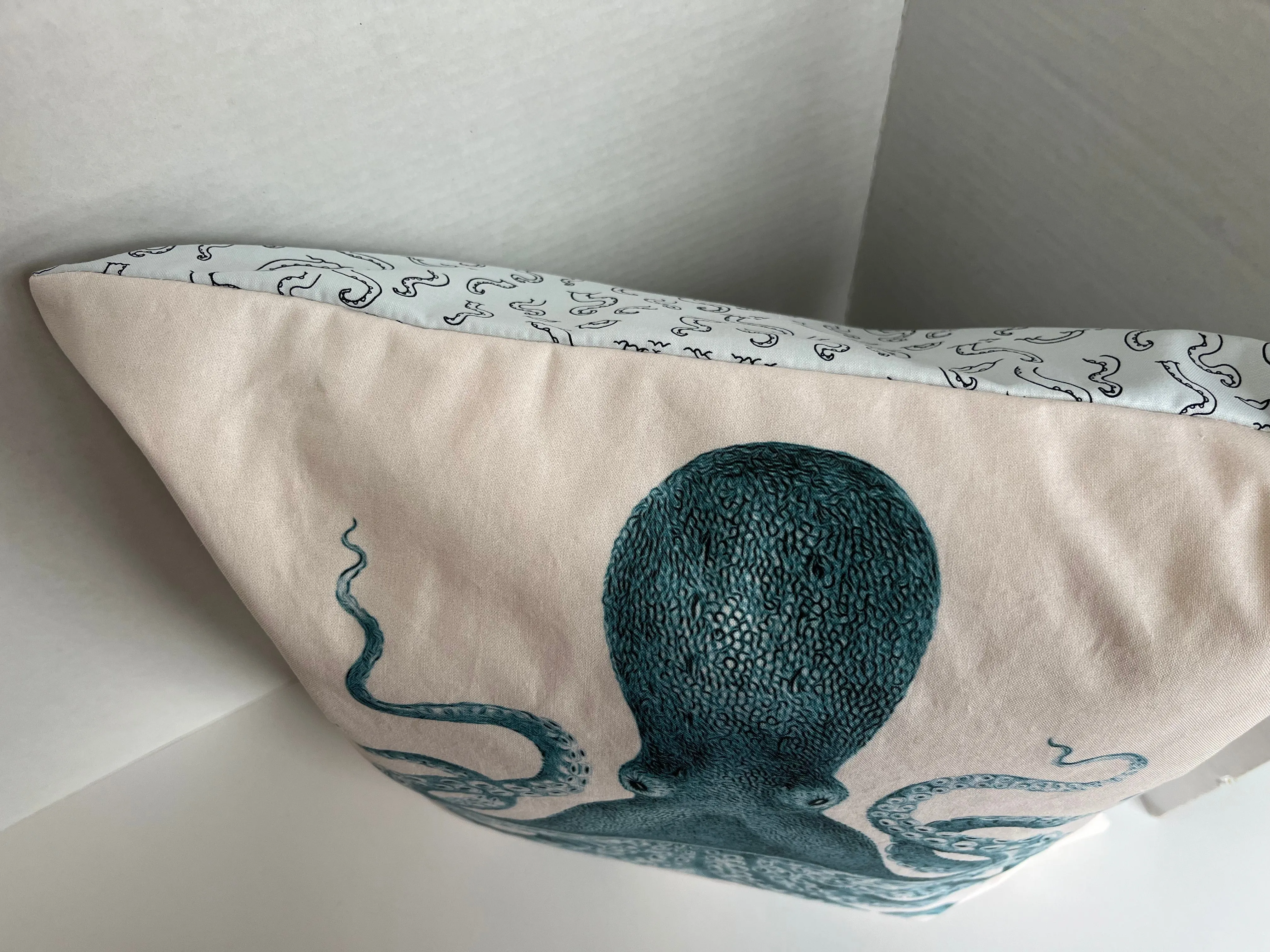 Blue Octopus Pillow Cover, Ocean Themed Decor