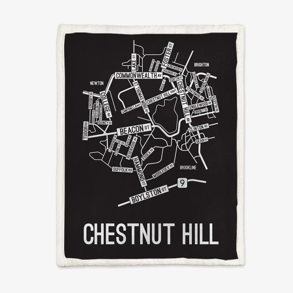 Chestnut Hill, Massachusetts Street Map Blanket Freshmen/Graduates Memorial Gifts