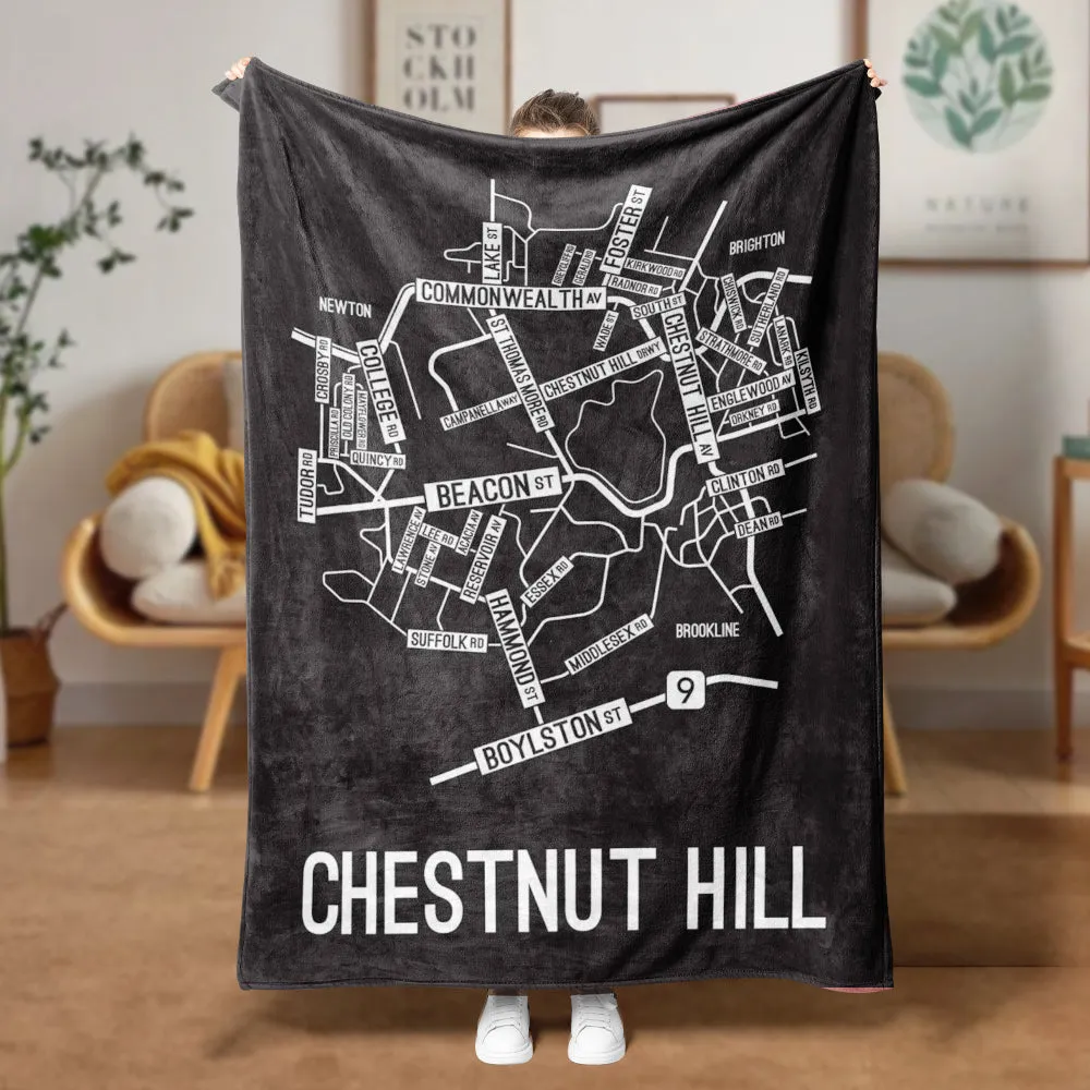 Chestnut Hill, Massachusetts Street Map Blanket Freshmen/Graduates Memorial Gifts