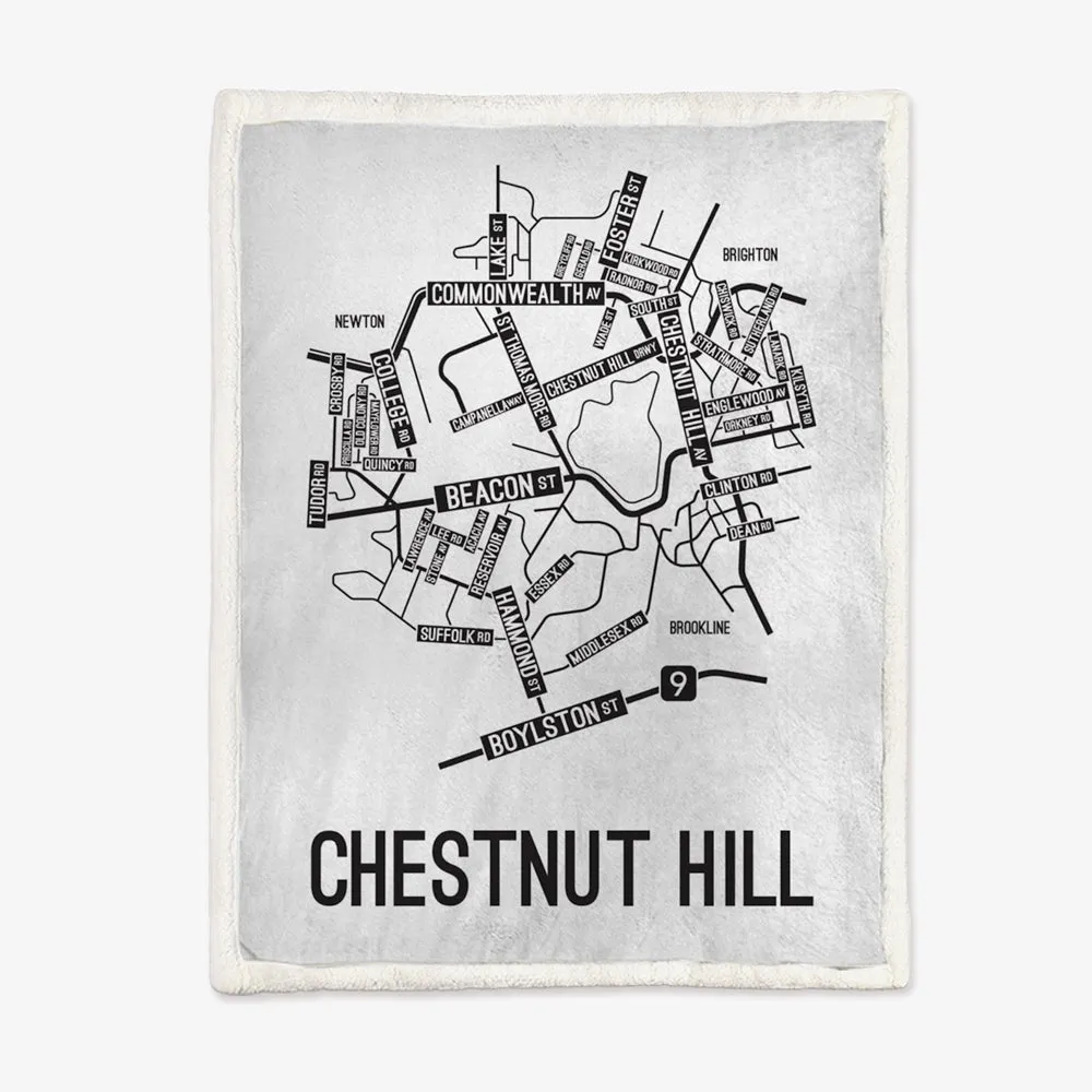 Chestnut Hill, Massachusetts Street Map Blanket Freshmen/Graduates Memorial Gifts