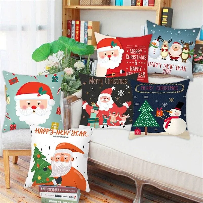 Christmas Pillow Cover with Cartoon Santa