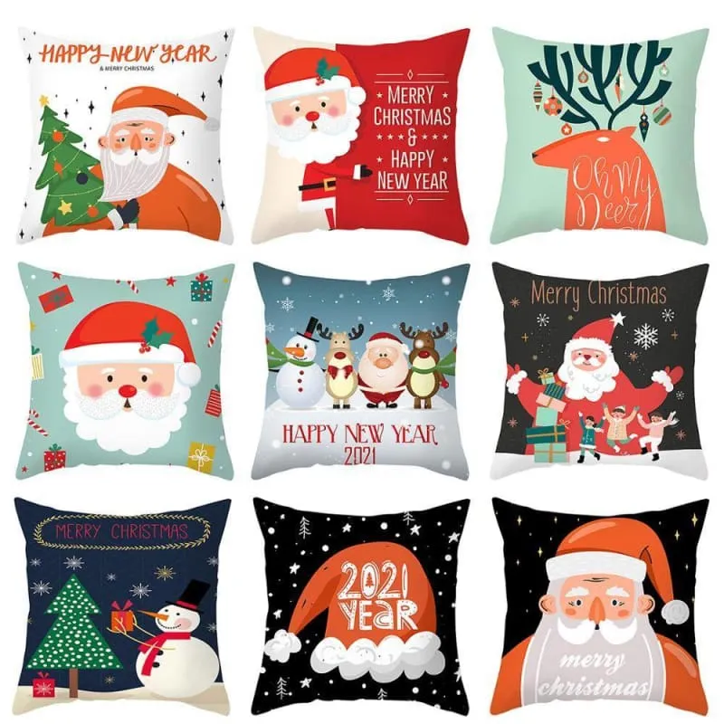 Christmas Pillow Cover with Cartoon Santa