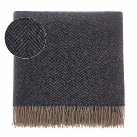 Corcovado Alpaca Blanket [Dark blue/Light brown]