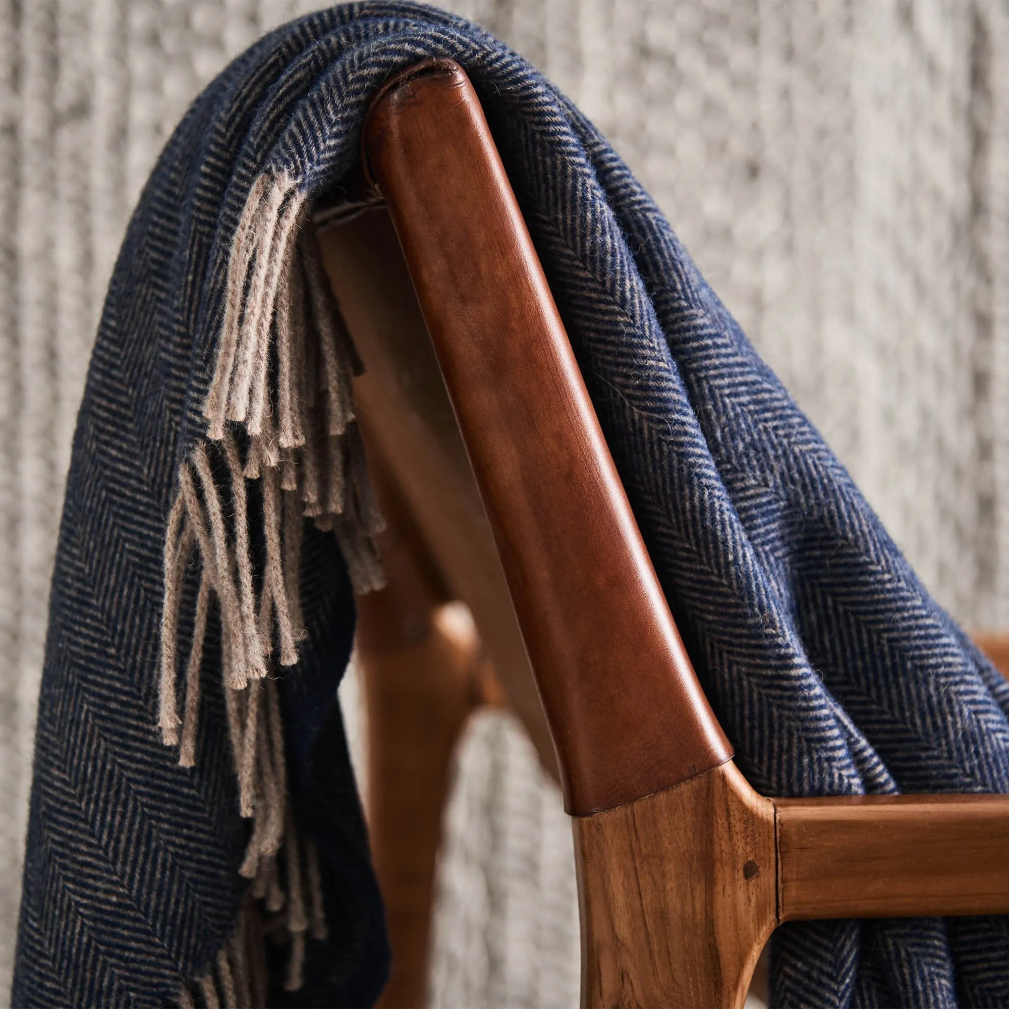 Corcovado Alpaca Blanket [Dark blue/Light brown]