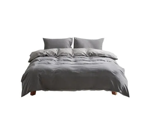 Cosy Club Duvet Cover Quilt Set King Flat Cover Pillow Case Grey Inspired