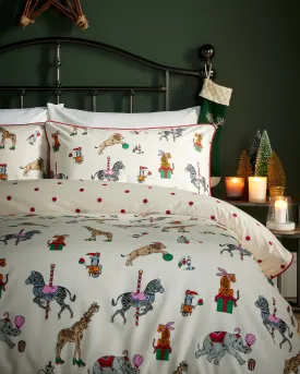 Cotton Christmas Carnival Animals Print Bedding Set