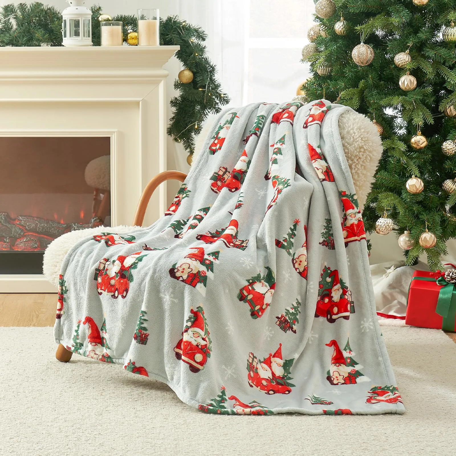 Cozy Bliss Gnome Christmas Throw Blanket, (Xmas Gnome, 50"x60")