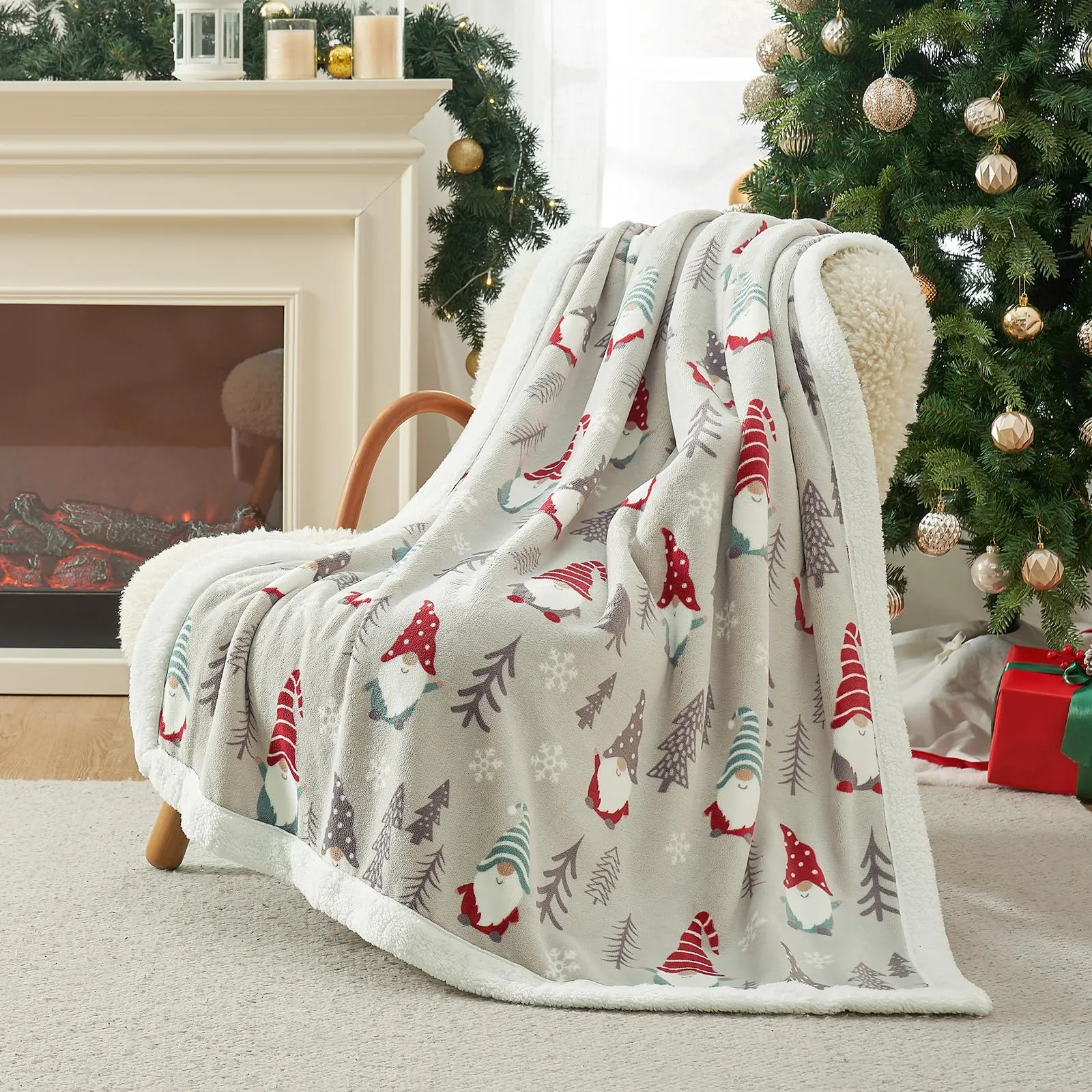 Cozy Bliss Gnome Christmas Throw Blanket, (Xmas Gnome, 50"x60")