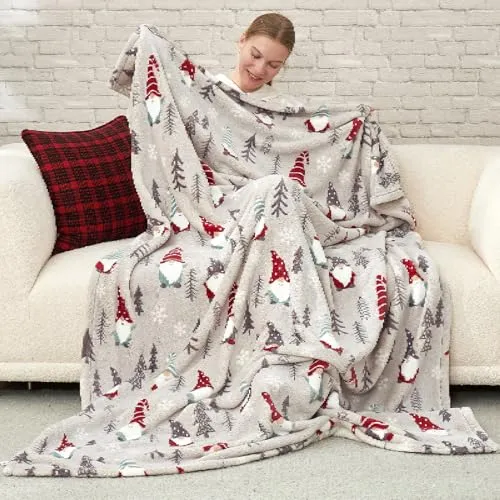 Cozy Bliss Gnome Christmas Throw Blanket, (Xmas Gnome, 50"x60")