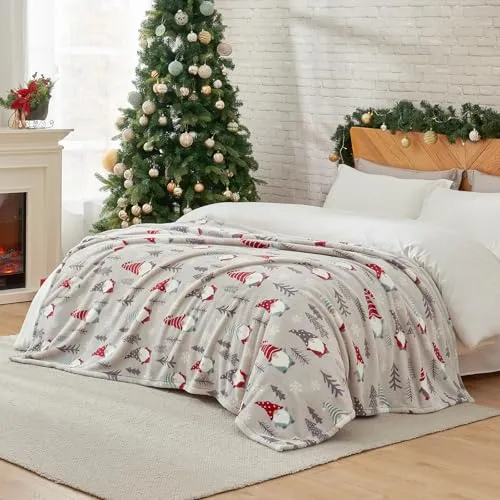 Cozy Bliss Gnome Christmas Throw Blanket, (Xmas Gnome, 50"x60")