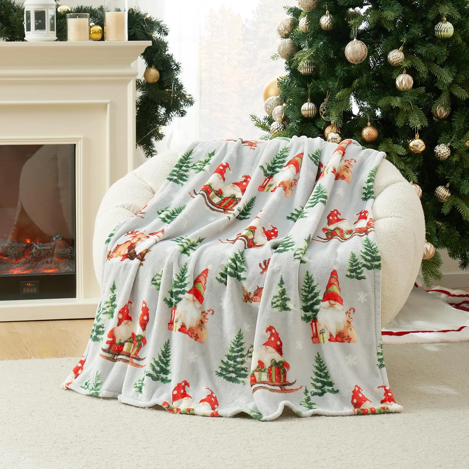 Cozy Bliss Gnome Christmas Throw Blanket, (Xmas Gnome, 50"x60")