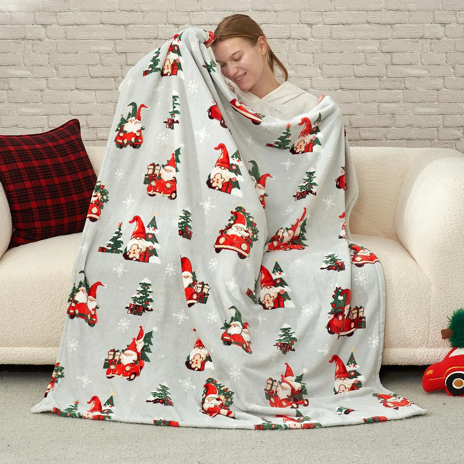 Cozy Bliss Gnome Christmas Throw Blanket, (Xmas Gnome, 50"x60")