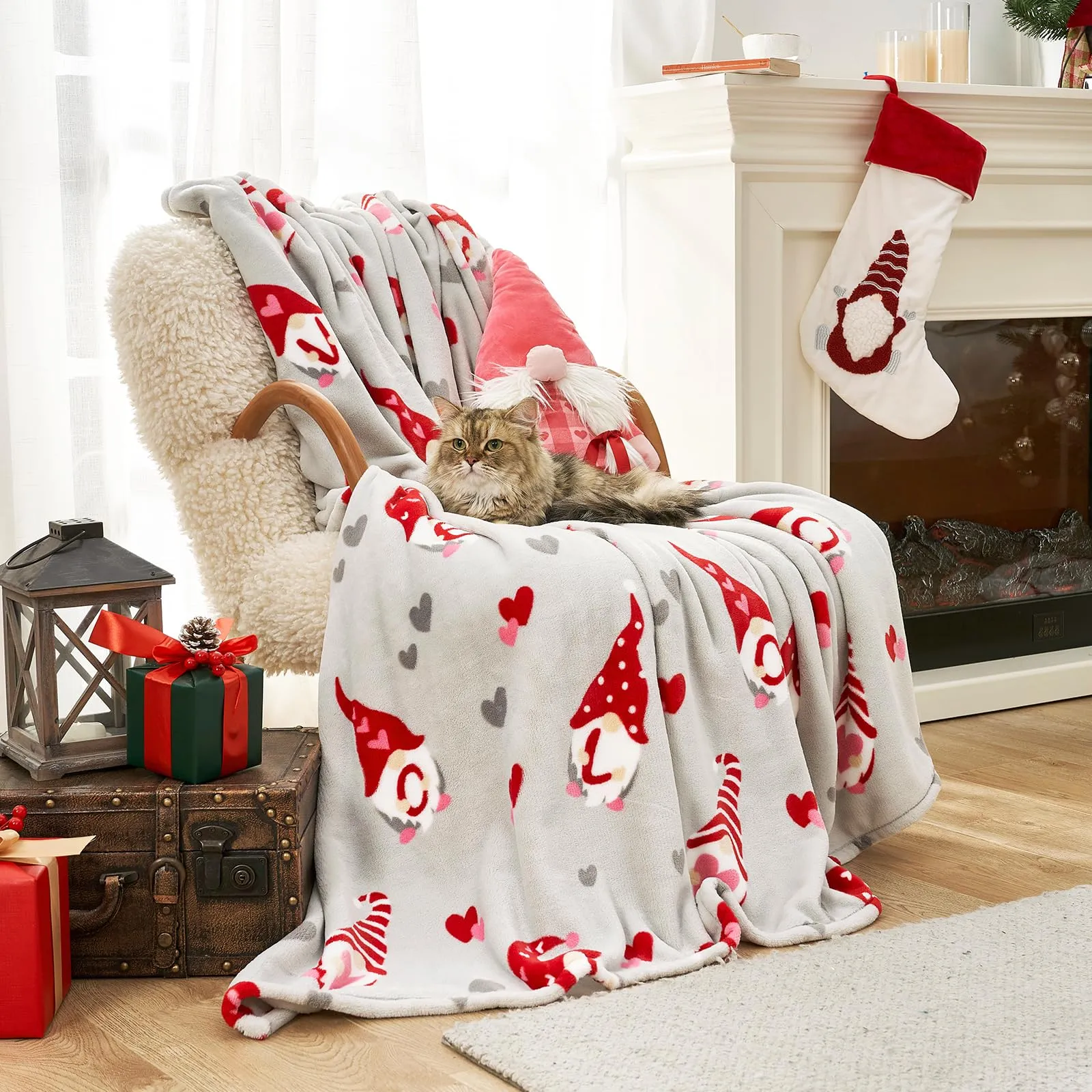 Cozy Bliss Gnome Christmas Throw Blanket, (Xmas Gnome, 50"x60")