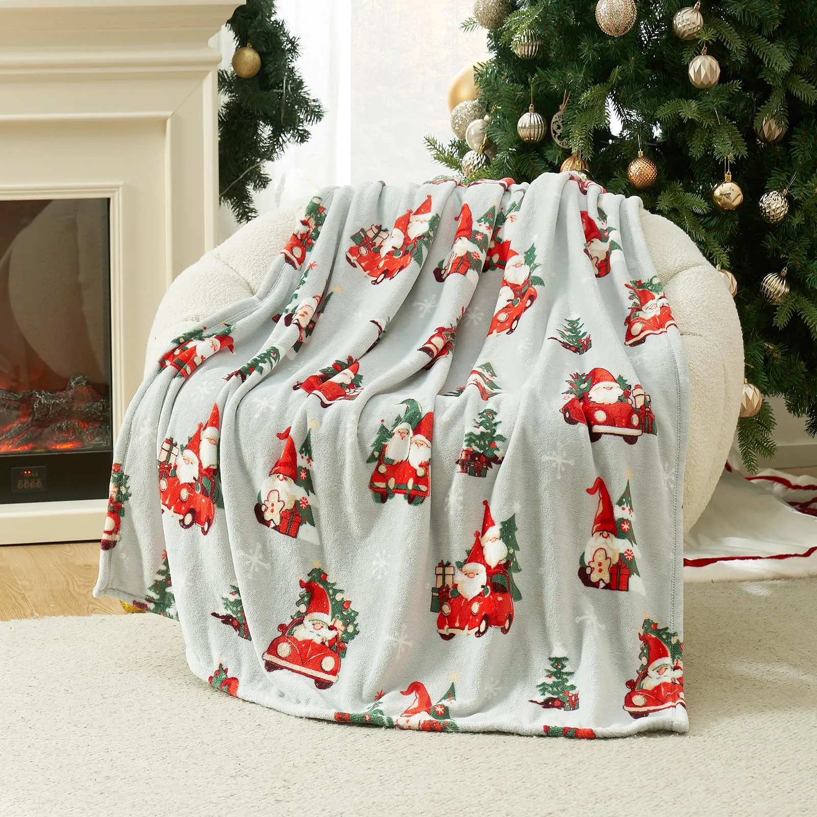 Cozy Bliss Gnome Christmas Throw Blanket, (Xmas Gnome, 50"x60")