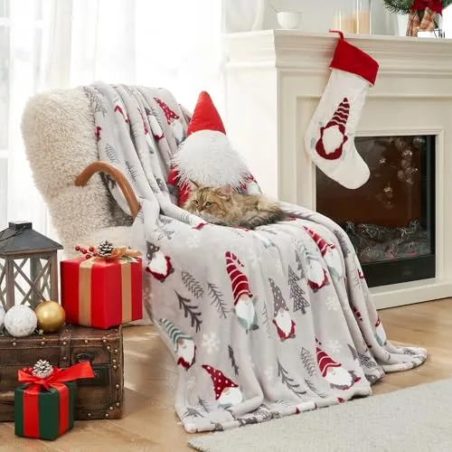 Cozy Bliss Gnome Christmas Throw Blanket, (Xmas Gnome, 50"x60")