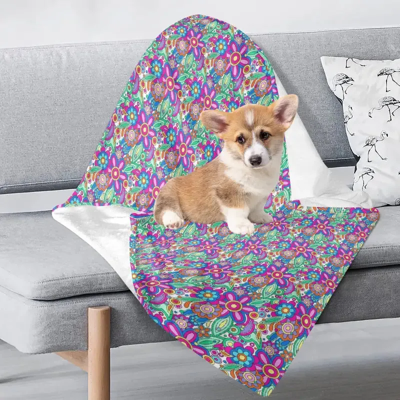 Cozy Floral Flannel Blanket for Pets Perfect for Travel or Couch