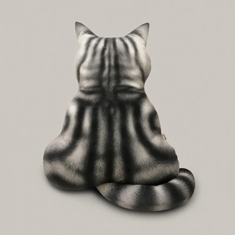 Cute Cat Plush Pillow - Back Shape With Tail Cat Home Decor