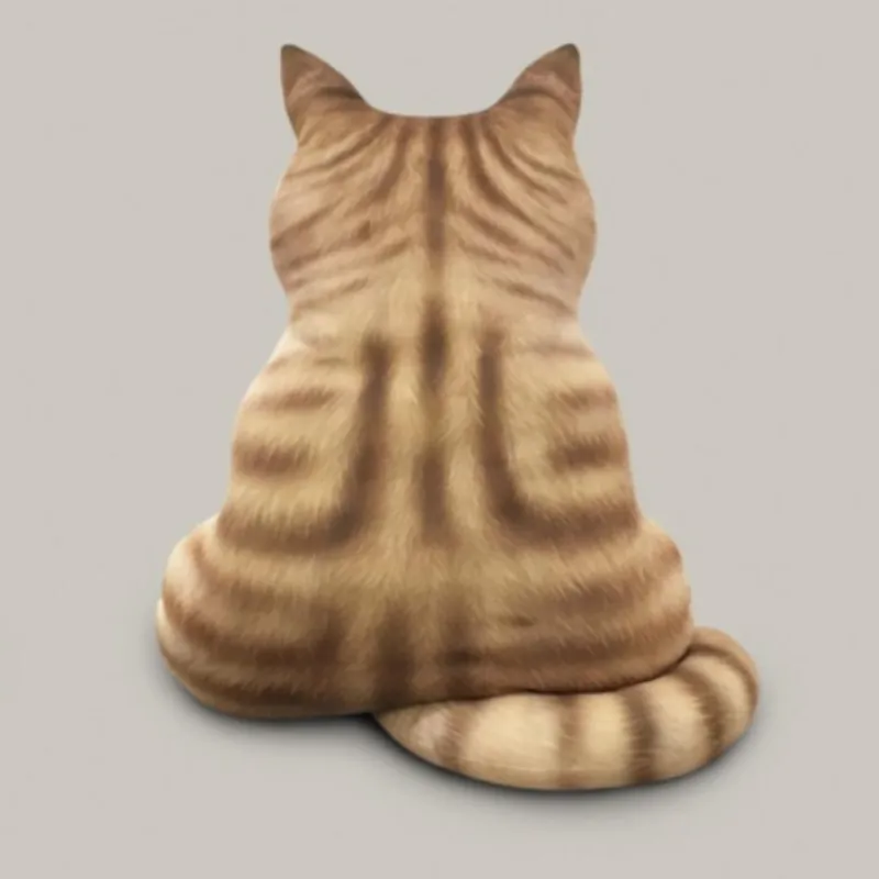 Cute Cat Plush Pillow - Back Shape With Tail Cat Home Decor