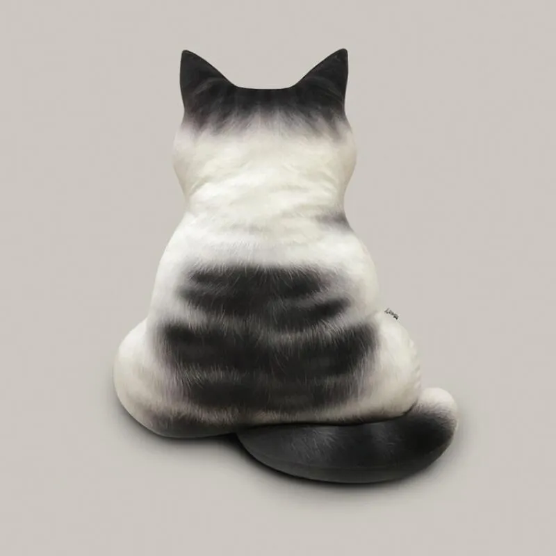 Cute Cat Plush Pillow - Back Shape With Tail Cat Home Decor