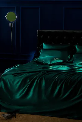 Emerald Green Silk Bed Set