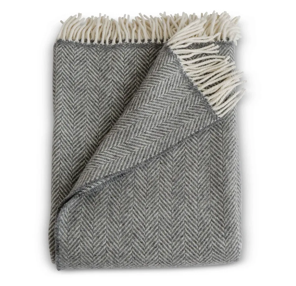 Evangeline Herringbone Merino Lambswool Cashmere Throw