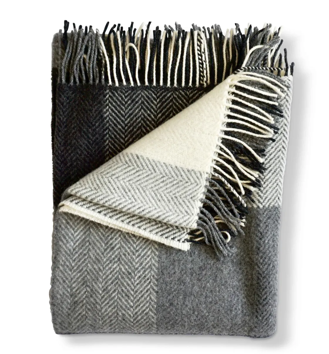 Evangeline Herringbone Merino Lambswool Cashmere Throw