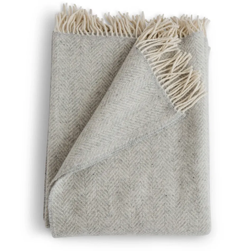 Evangeline Herringbone Merino Lambswool Cashmere Throw