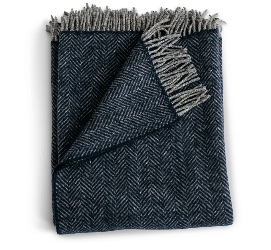 Evangeline Herringbone Merino Lambswool Cashmere Throw