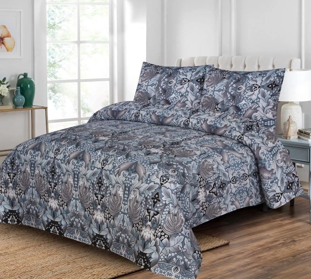 Grace D507 - Reactive cotton Satin Quality king size Bedsheet with 2 pillow covers.