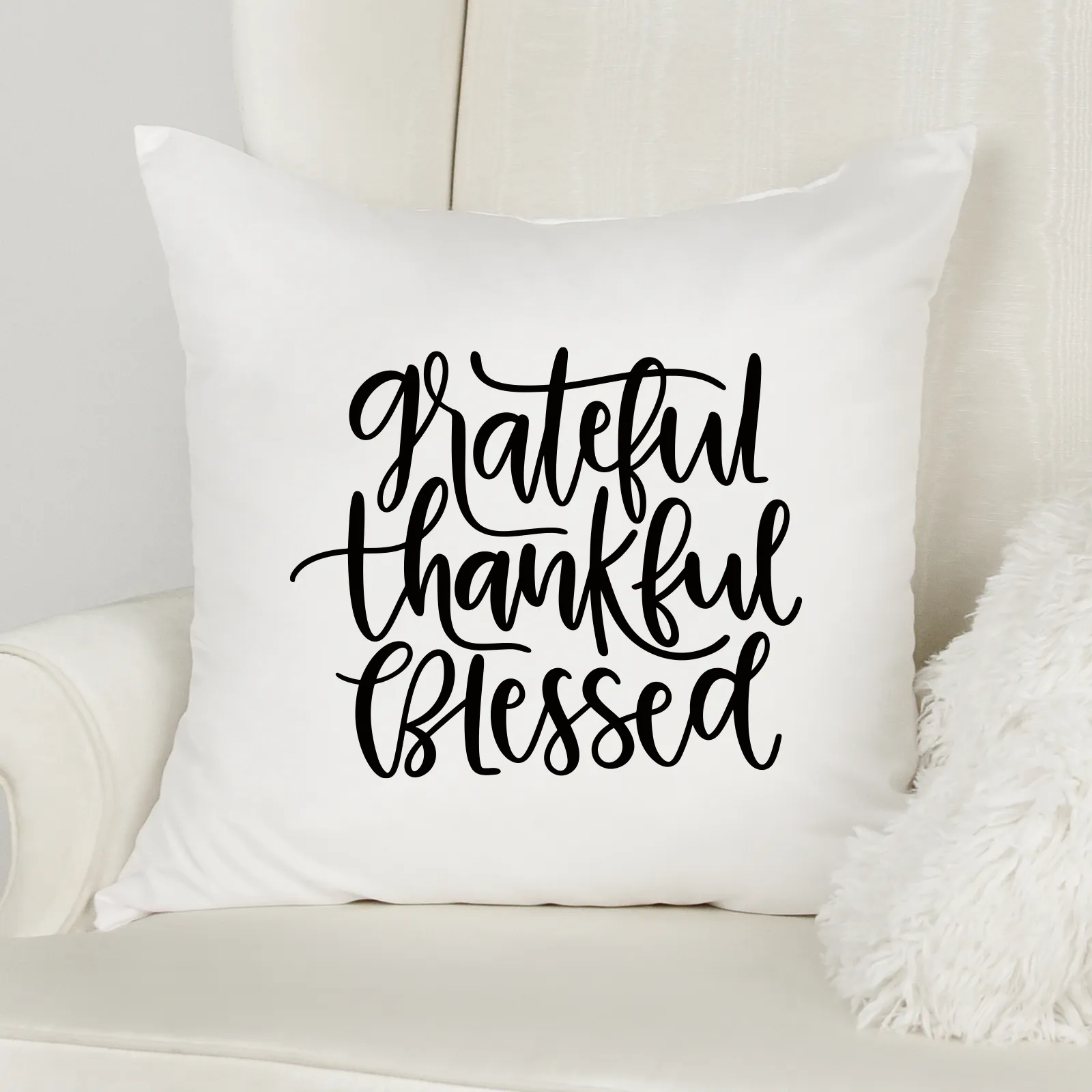 Grateful Thankful Blessed Pillow