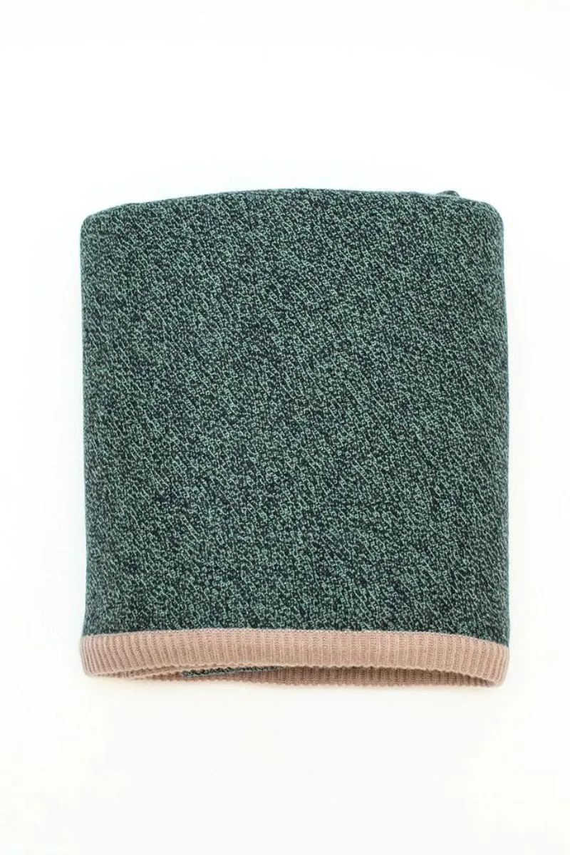 Green 100% Pure Cashmere Reversible Luxury Blanket Travel Throw