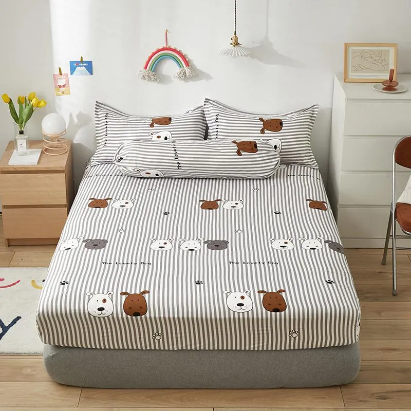 Grey Striped Dog Fitted Bedsheet