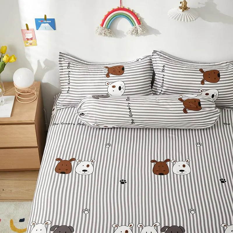 Grey Striped Dog Fitted Bedsheet