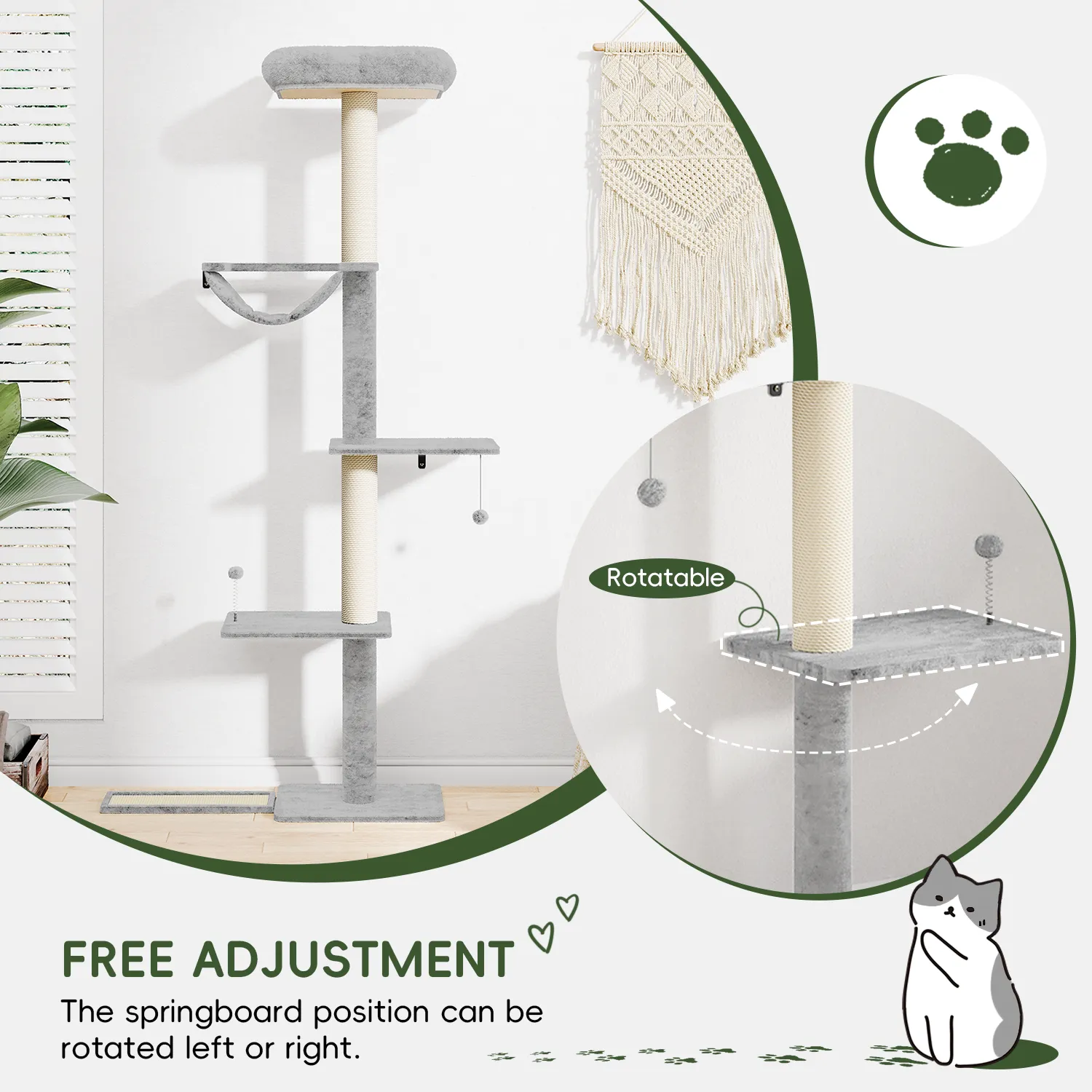 High Wall Mounted Cat Climbing Tower